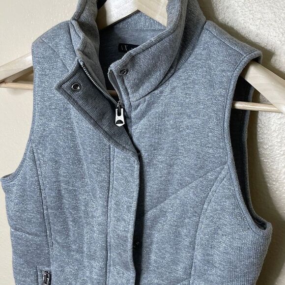 Armani Exchange Vest Women's SP Gray Quilted Puffer Full Zip Snap Pockets - Picture 4 of 12
